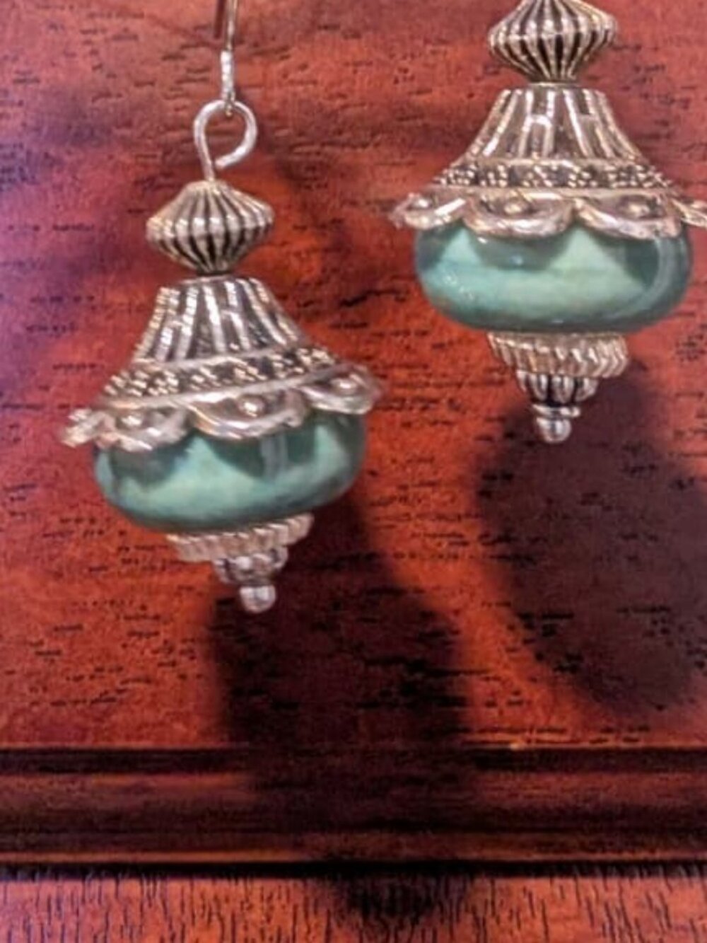 Teal Beaded Dangle Earrings